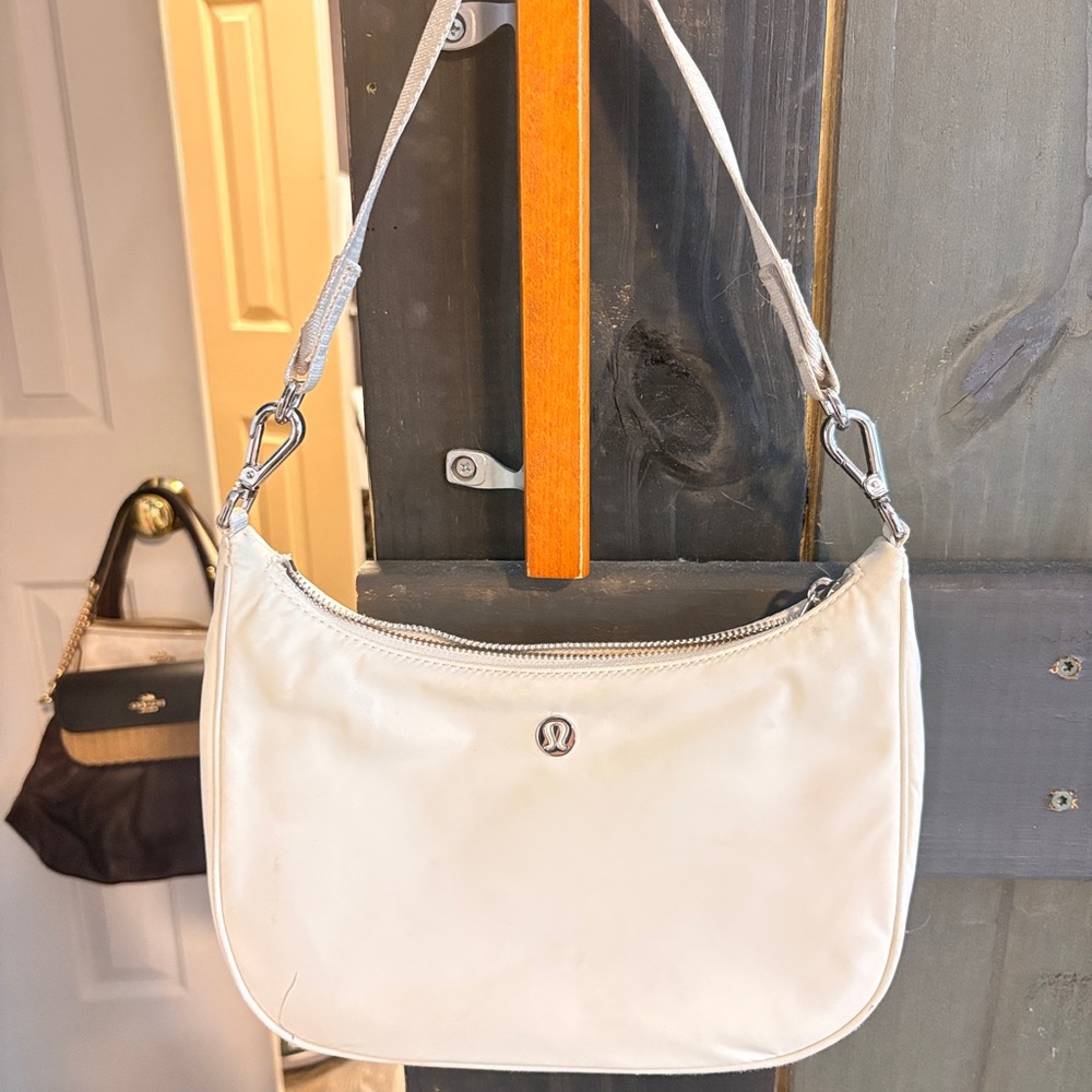 lululemon athletica White Shoulder Bag with Silver Hardware